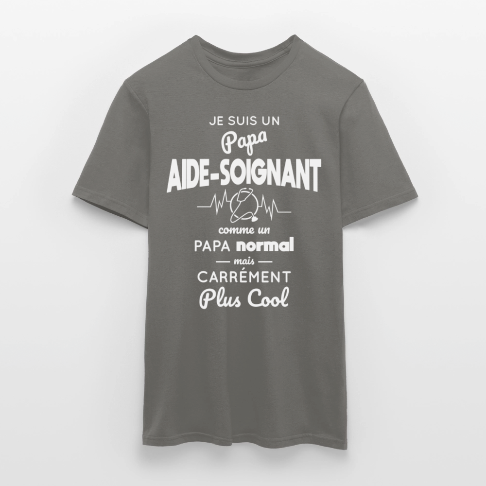T-shirt Homme - Papa aide-soignant plus cool - gris graphite