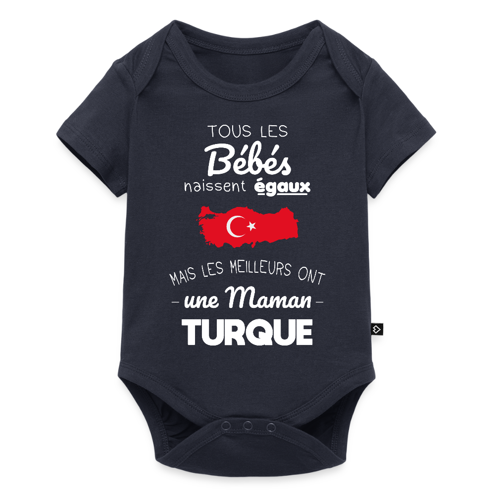 Body Bébé bio manches courtes - Les Meilleurs Ont Une Maman Turque - bleu marine