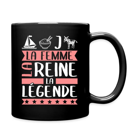 Mug uni Marie-Jeanne rébus – La femme, la reine, la légende - noir