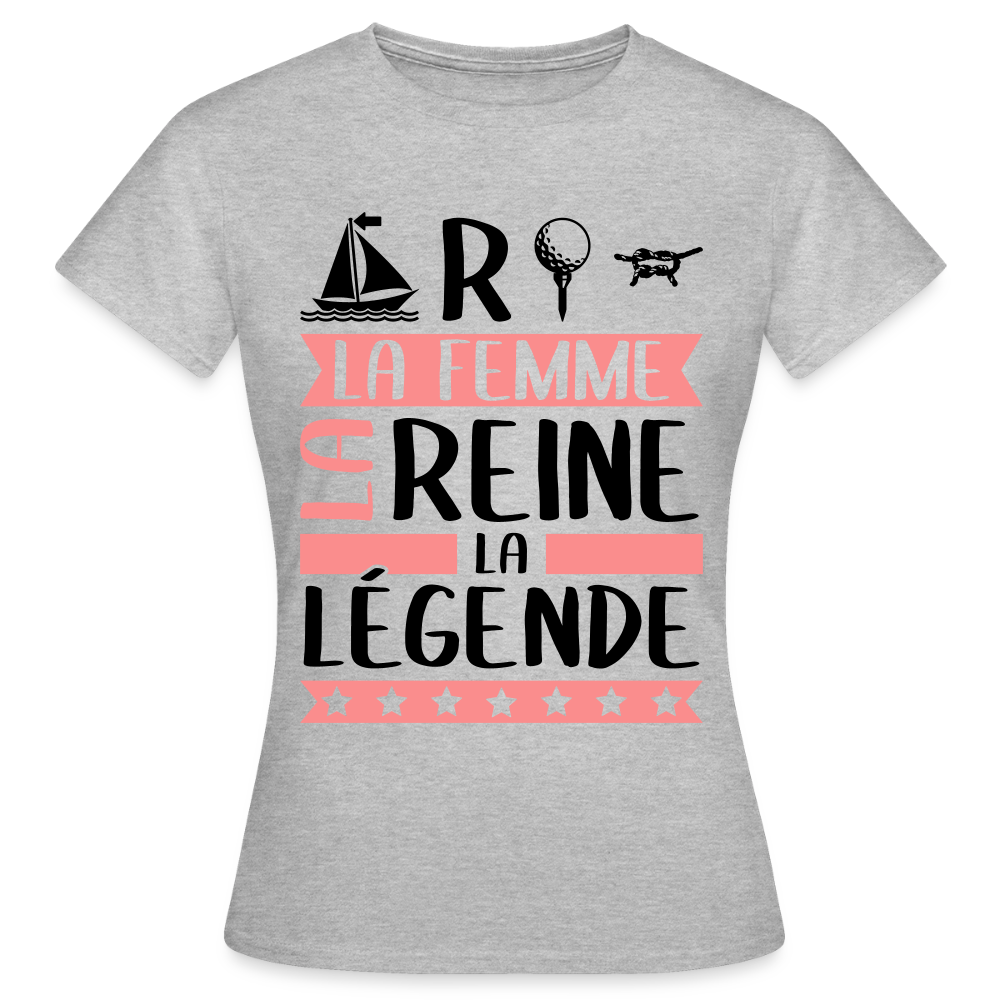 T-shirt femme coloris clair Martine rébus – La femme, la reine, la légende - gris chiné