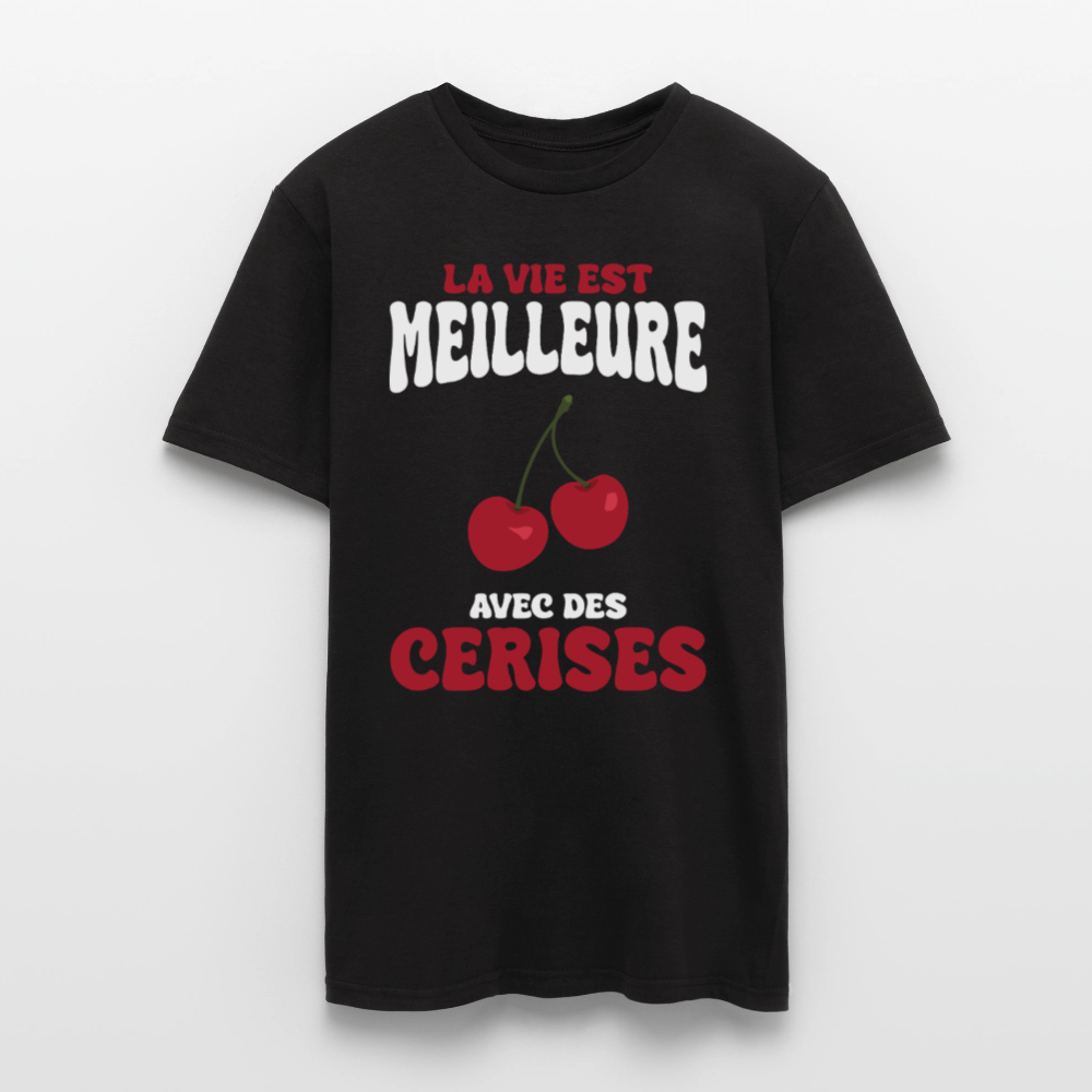 T-shirt Homme - La vie est meilleure avec des cerises - noir