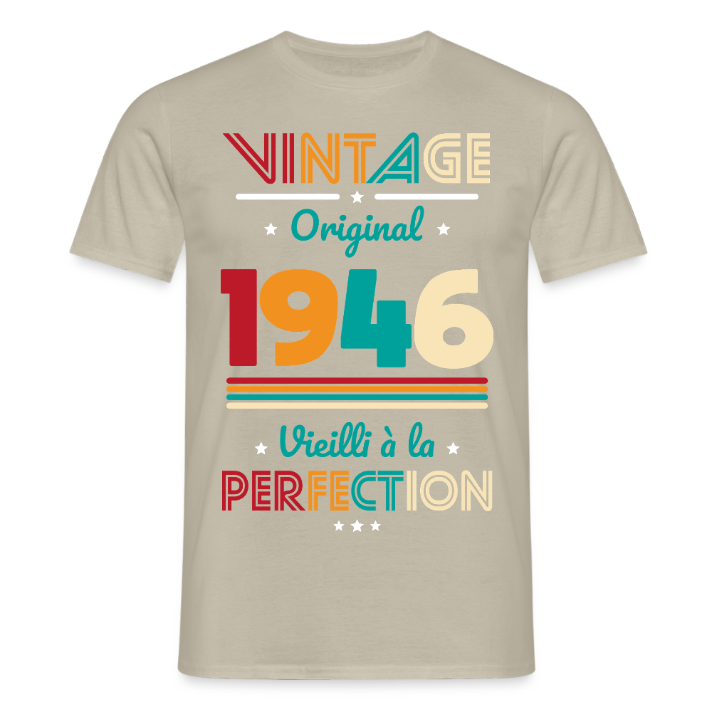 T-shirt anniversaire homme 80 ans – Vintage, original, 1946 - beige sable