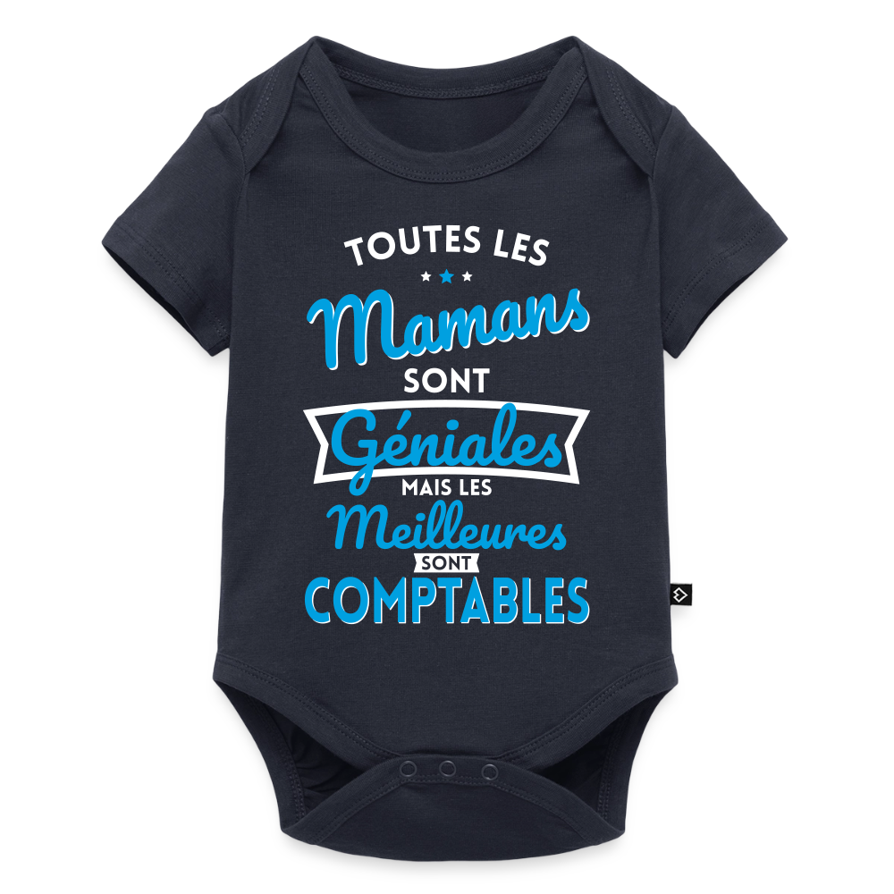 Body Bébé bio manches courtes - Mamans géniales - Les meilleures sont comptables - bleu marine