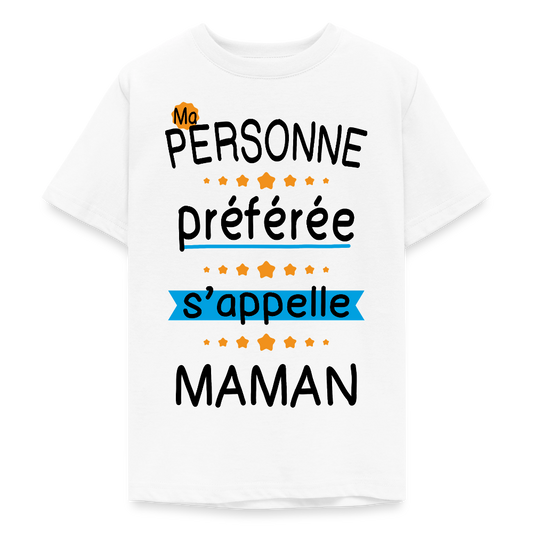 T-shirt ado coloris clair - Personne préférée Maman - blanc
