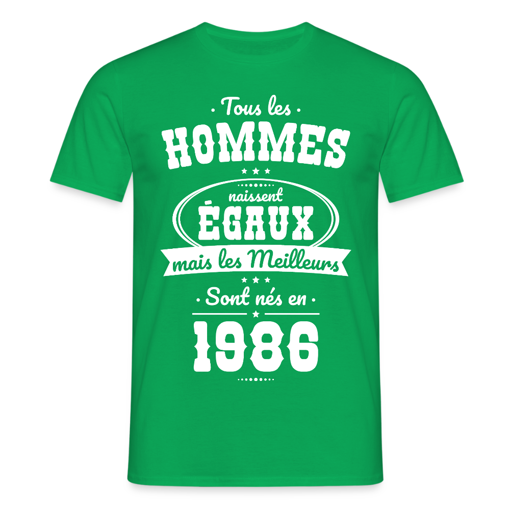 T-shirt anniversaire homme 40 ans – Les meilleurs sont nés en 1986 - vert