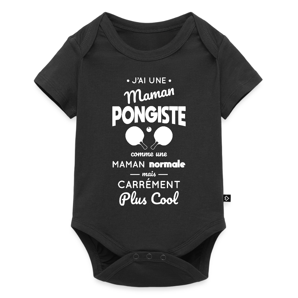 Body Bébé bio manches courtes - J'ai une maman pongiste - noir