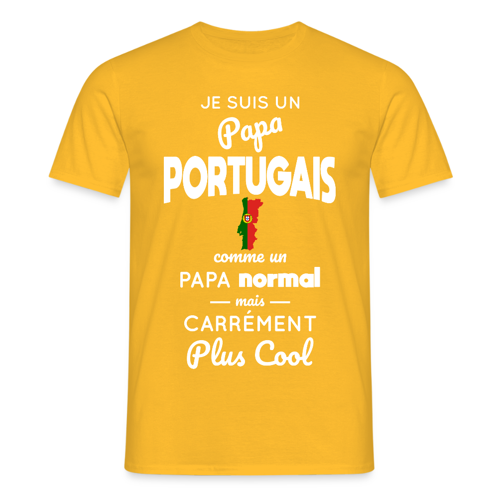 T-shirt Homme - Papa Portugais Plus Cool - jaune