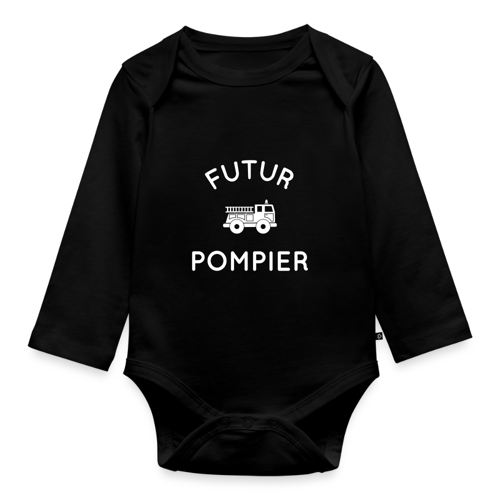Body Bébé bio manches longues - Futur pompier - noir
