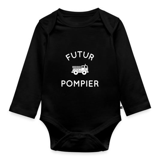 Body Bébé bio manches longues - Futur pompier - noir