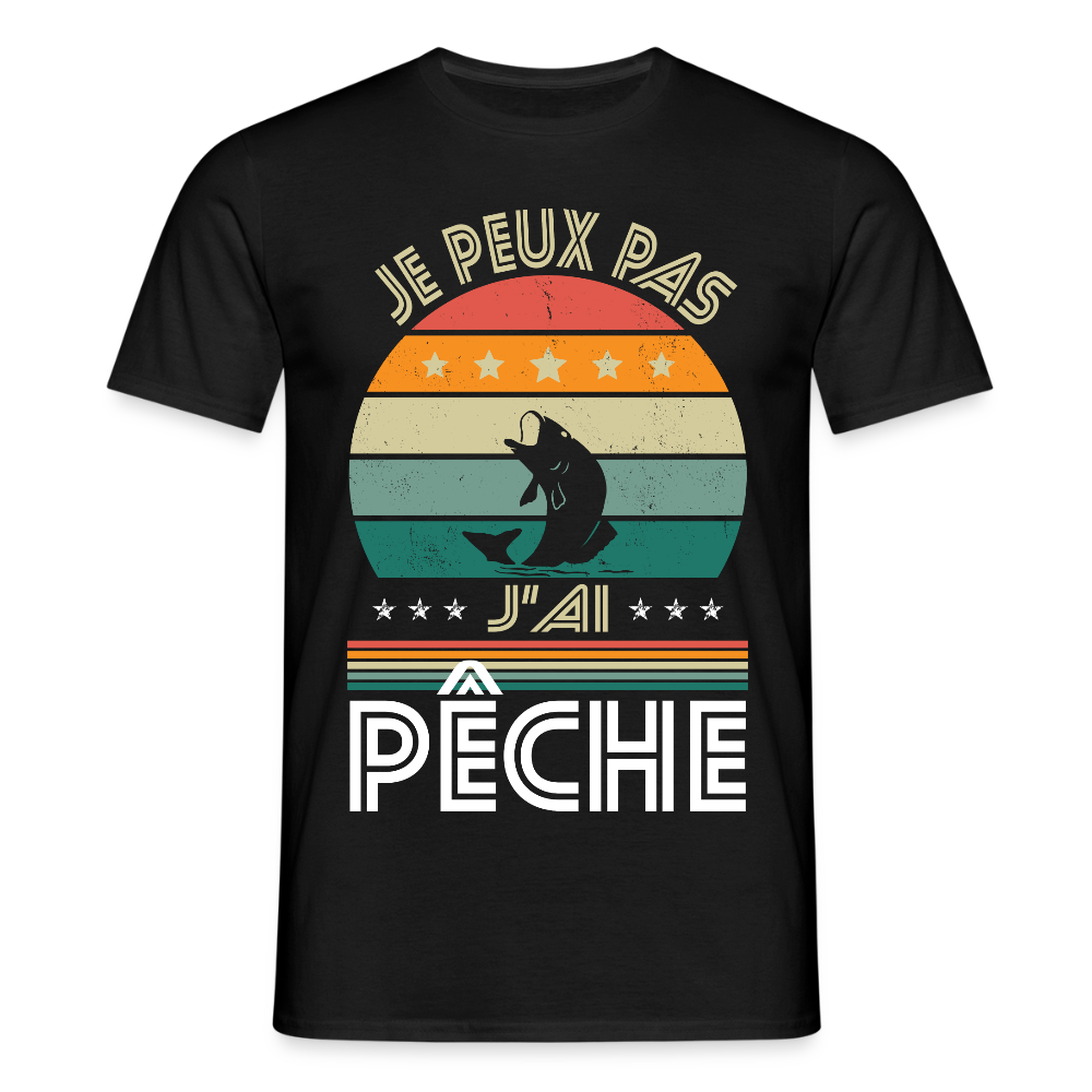 T-shirt Homme - Je peux pas j'ai Pêche - noir