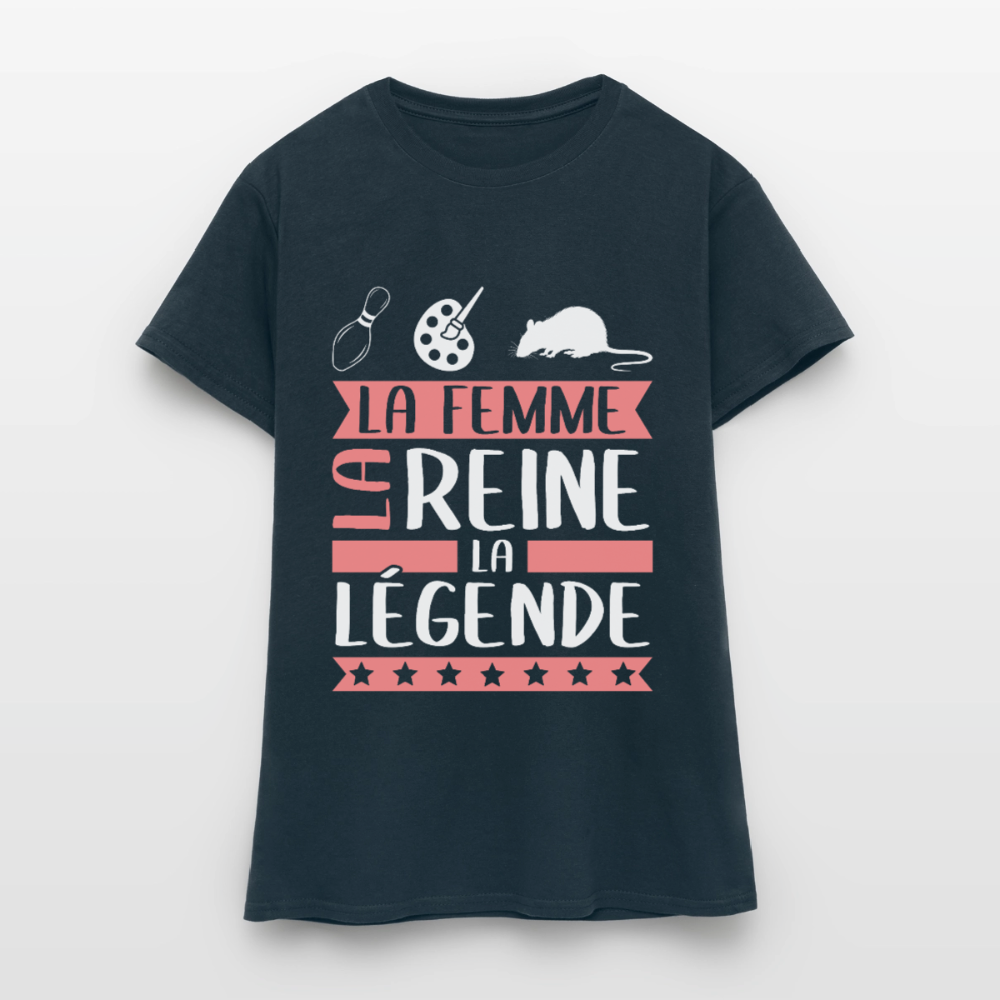 T-shirt femme Chiara rébus – La femme, la reine, la légende - marine