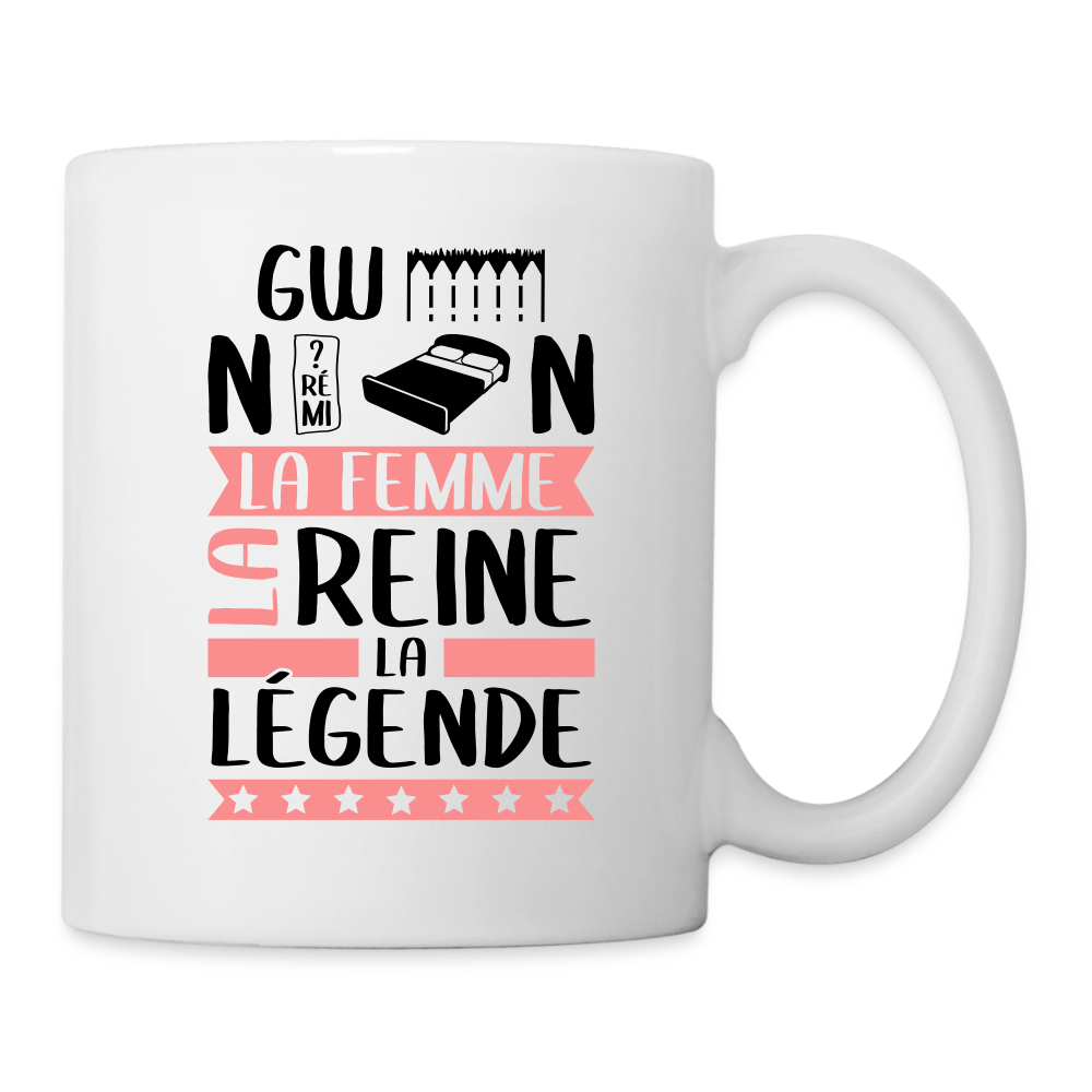Mug blanc Gwendoline rébus – La femme, la reine, la légende - blanc
