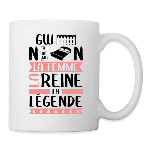 Mug blanc Gwendoline rébus – La femme, la reine, la légende - blanc