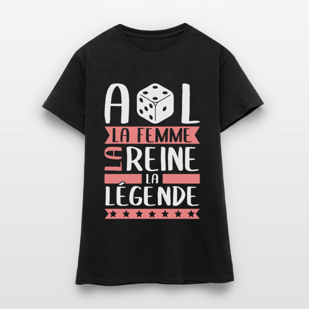 T-shirt femme Adèle rébus – La femme, la reine, la légende - noir
