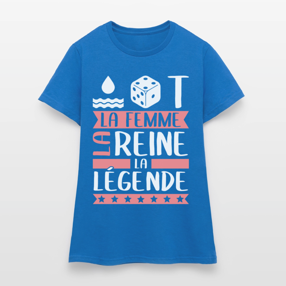 T-shirt femme Odette rébus – La femme, la reine, la légende - bleu royal