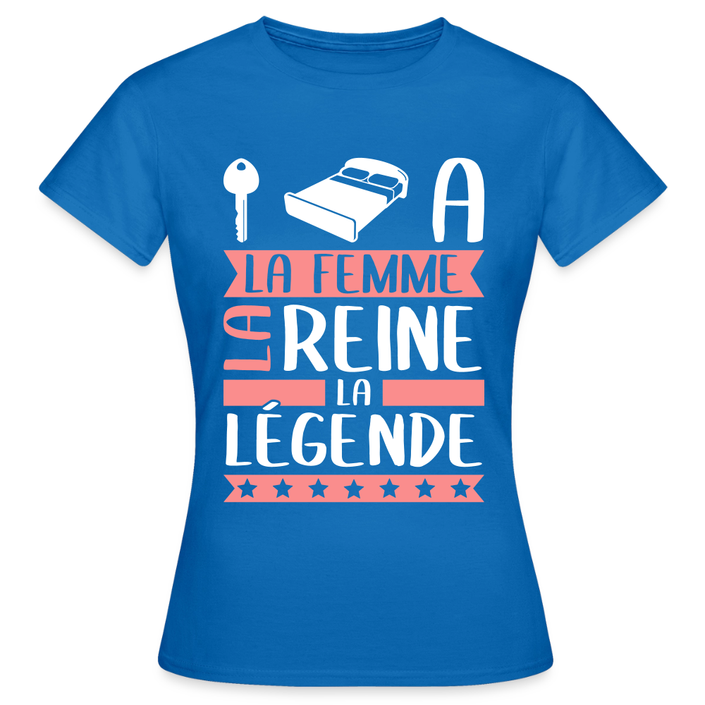 T-shirt femme Clélia rébus – La femme, la reine, la légende - bleu royal