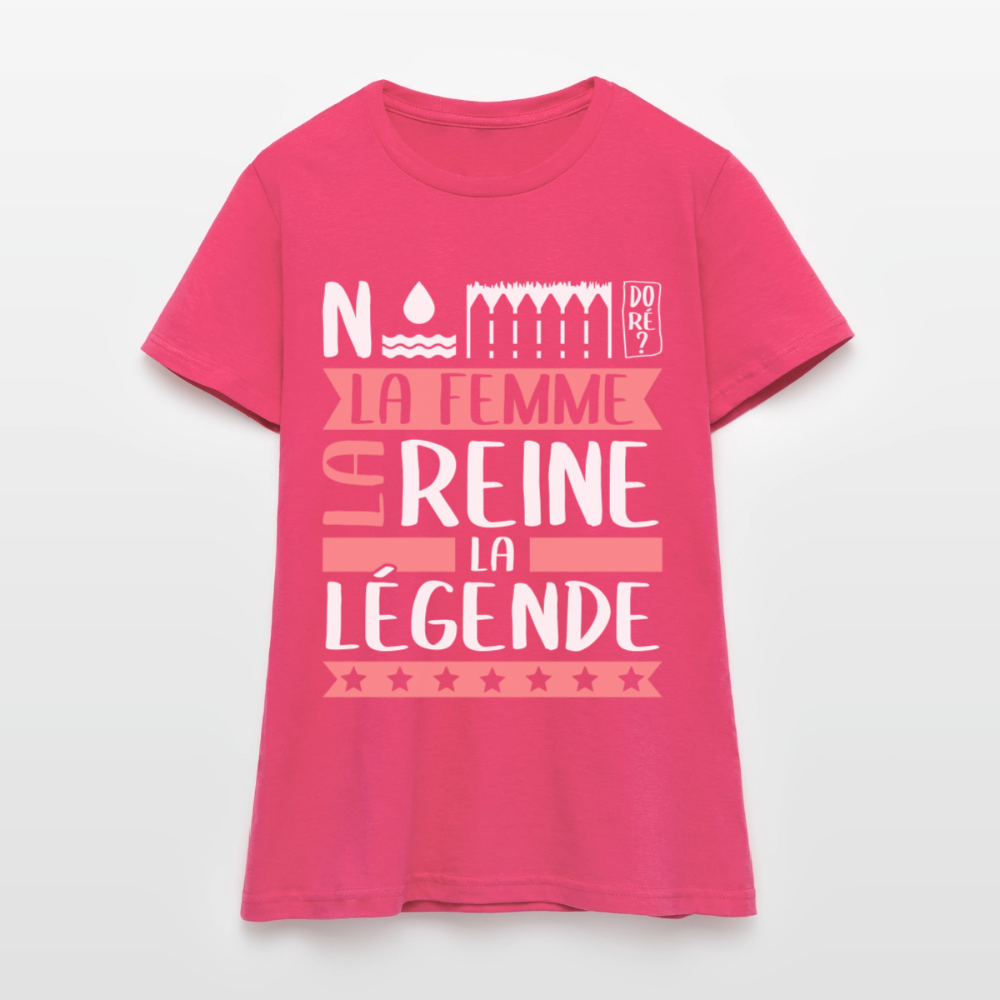 T-shirt femme Noémie rébus – La femme, la reine, la légende - rose azalée