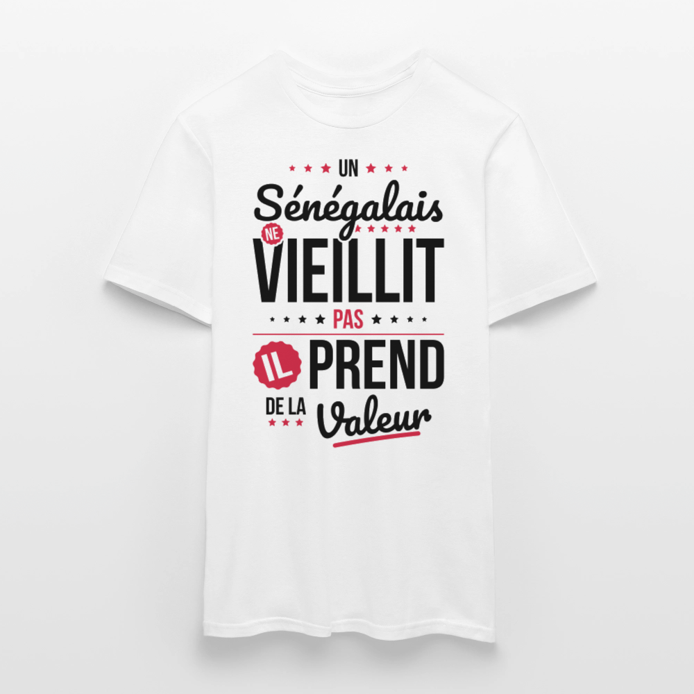 T-shirt Homme - Un Sénégalais ne vieillit pas - blanc