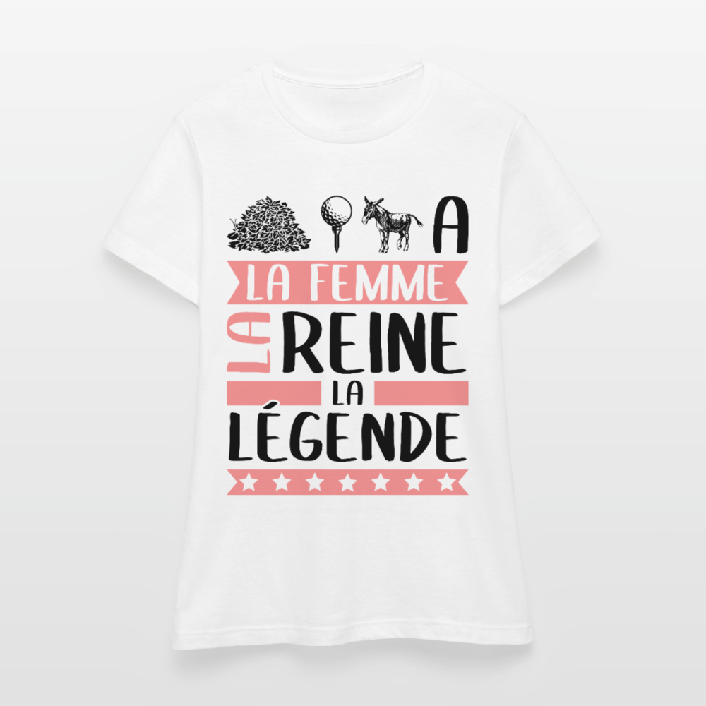 T-shirt femme coloris clair Tatiana en rébus – La femme, la reine, la légende - blanc
