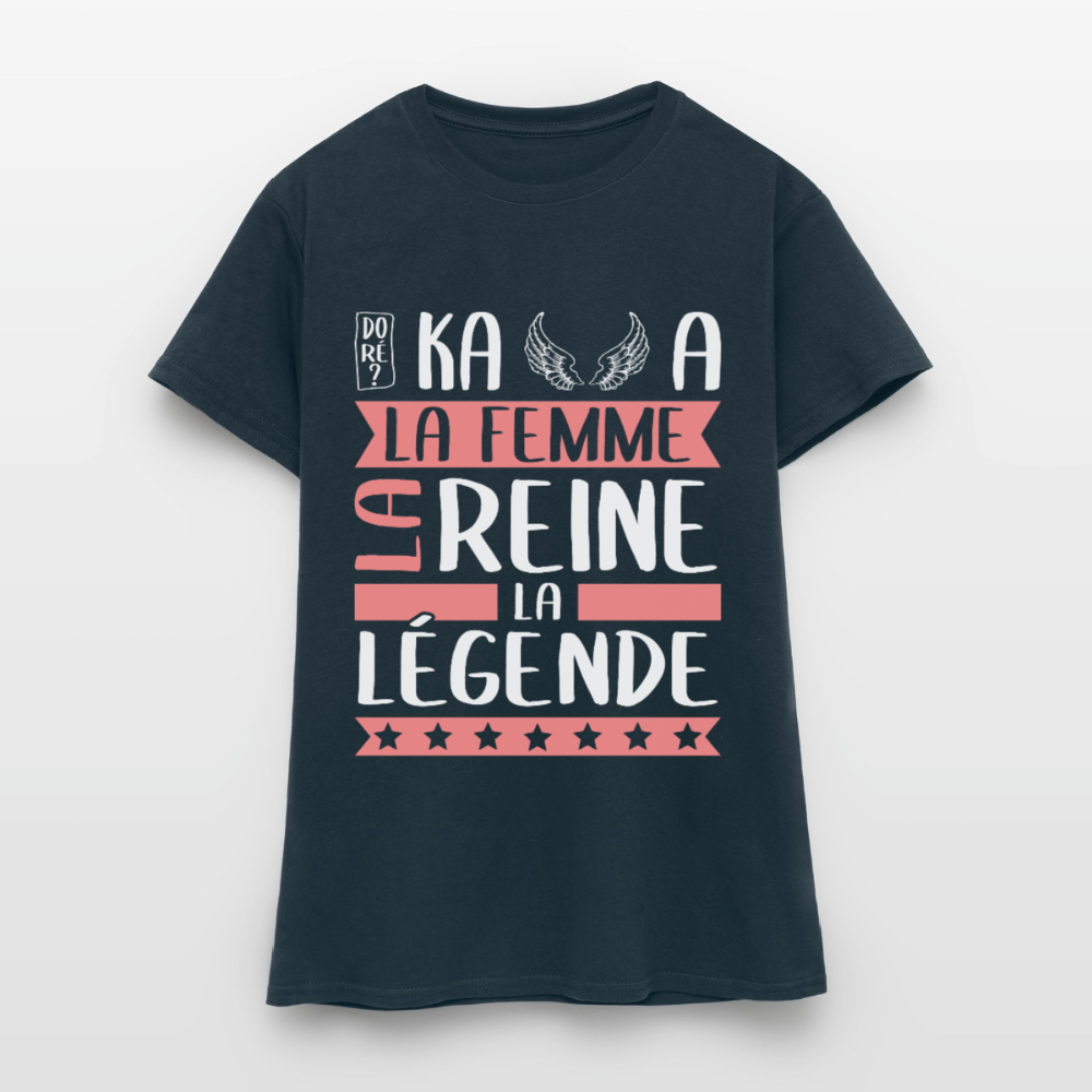 T-shirt femme Michaëlla rébus – La femme, la reine, la légende - marine