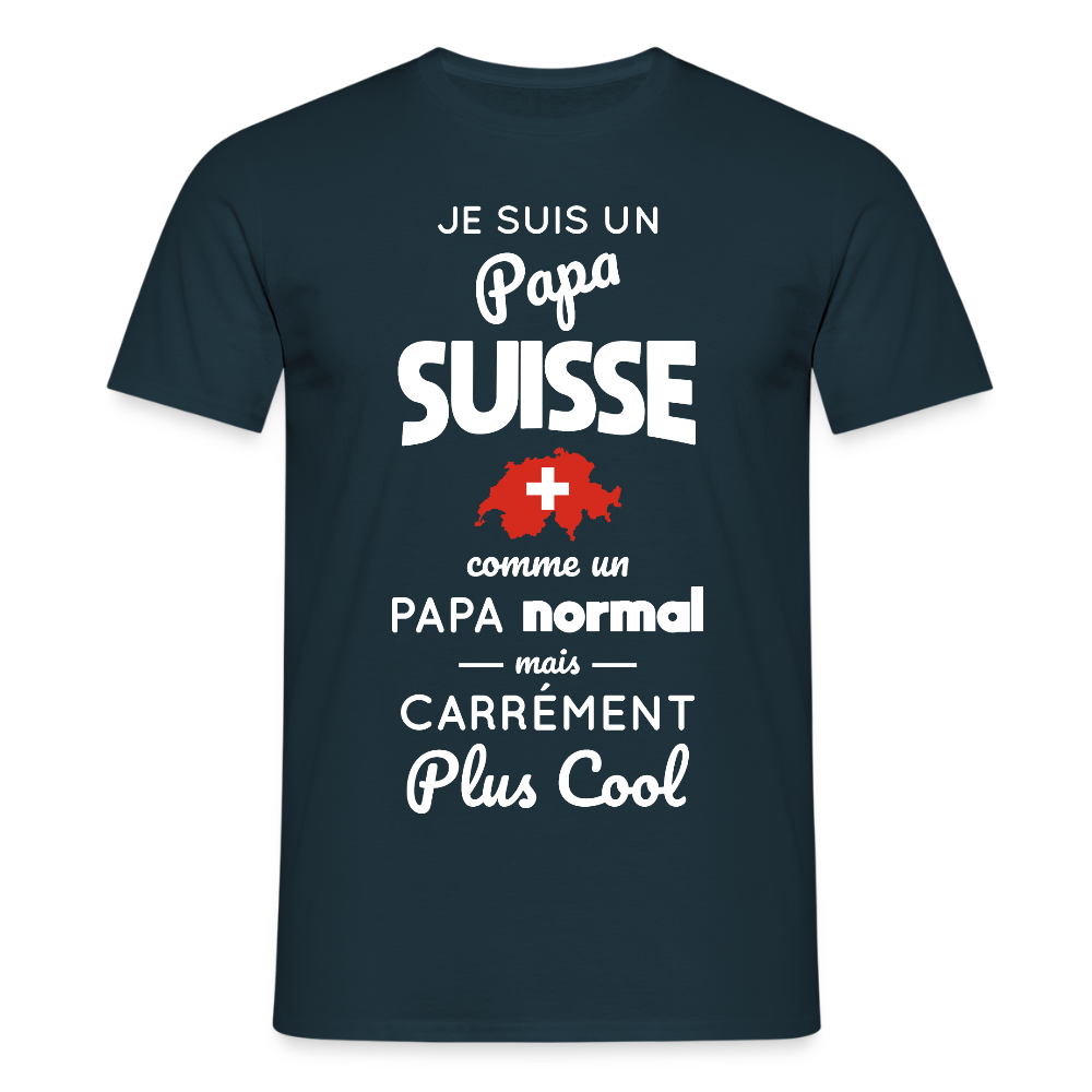 T-shirt Homme - Papa Suisse Plus Cool - marine