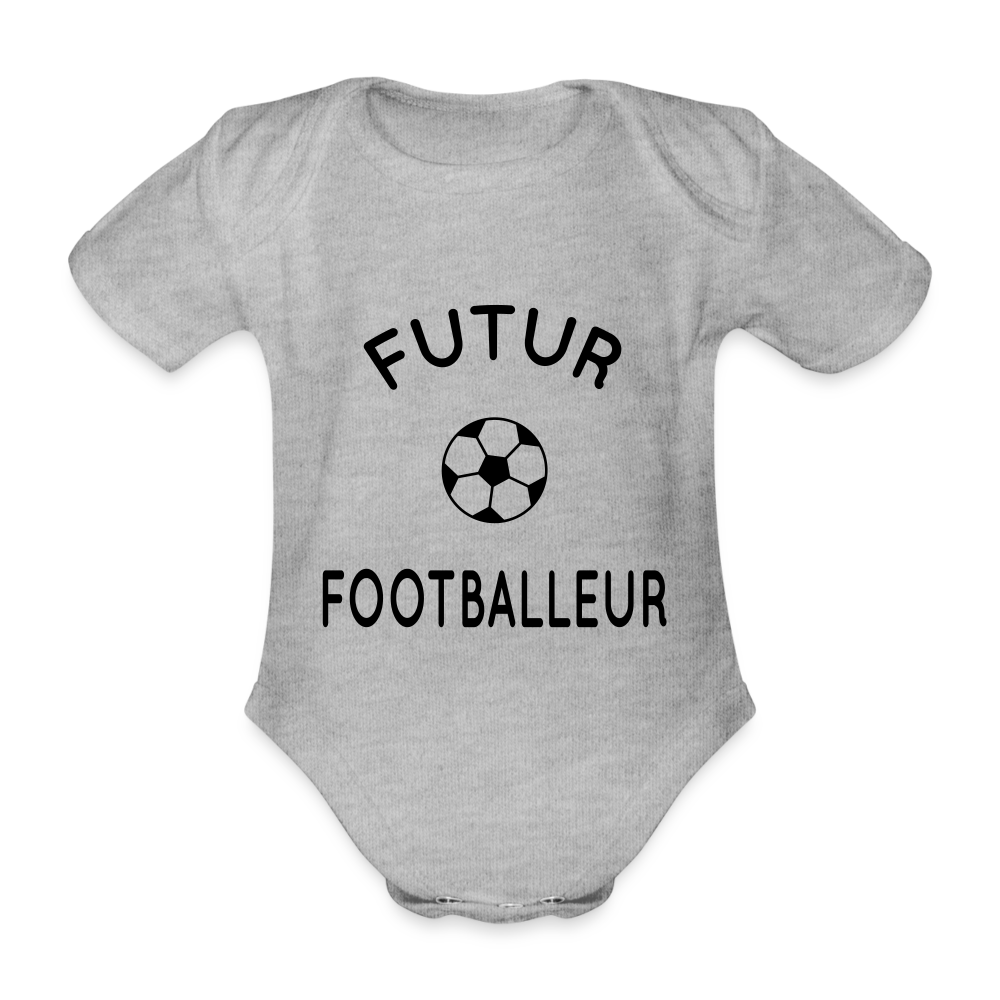 Body Bébé bio manches courtes - Futur footballeur - gris chiné