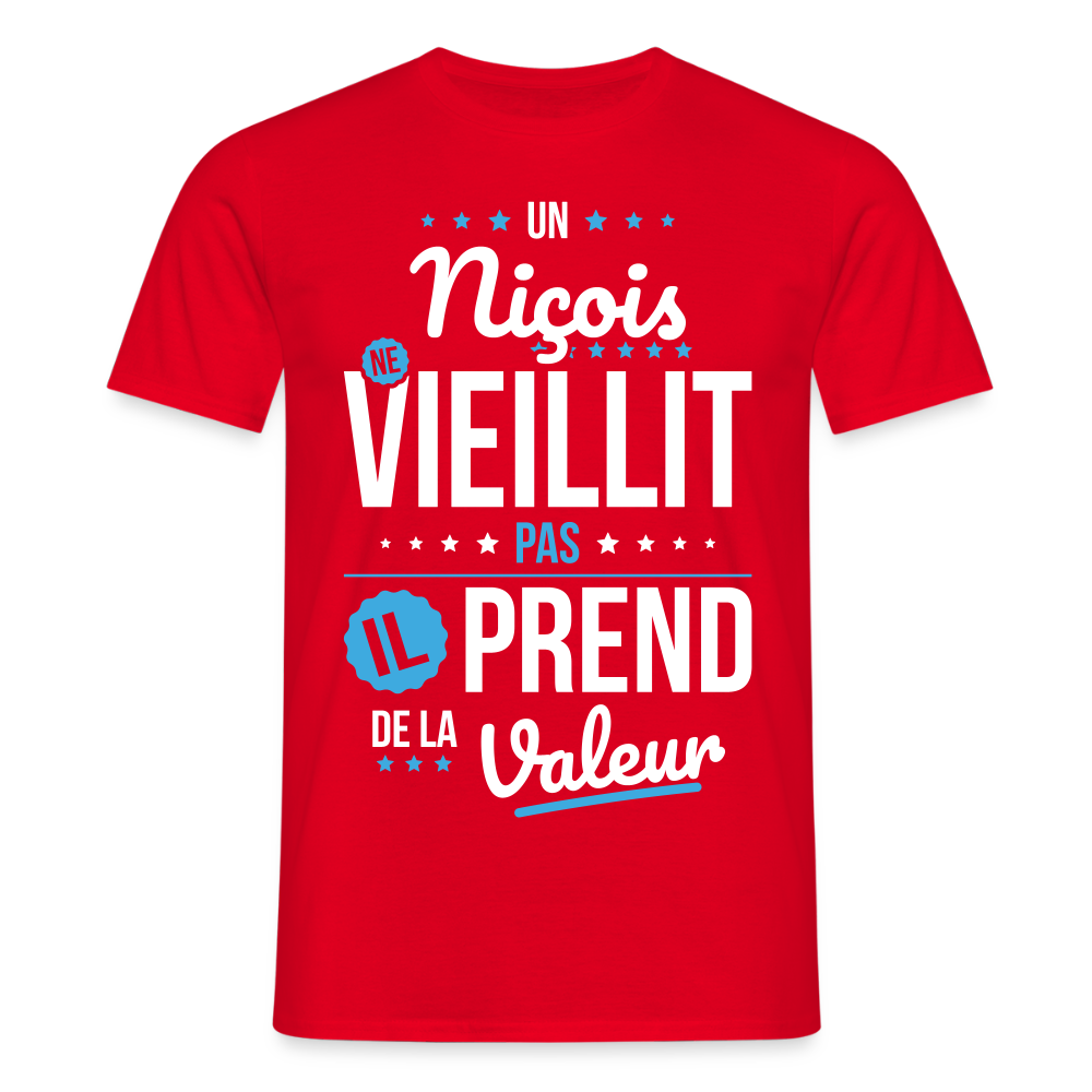 T-shirt Homme - Un Niçois ne vieillit pas - rouge