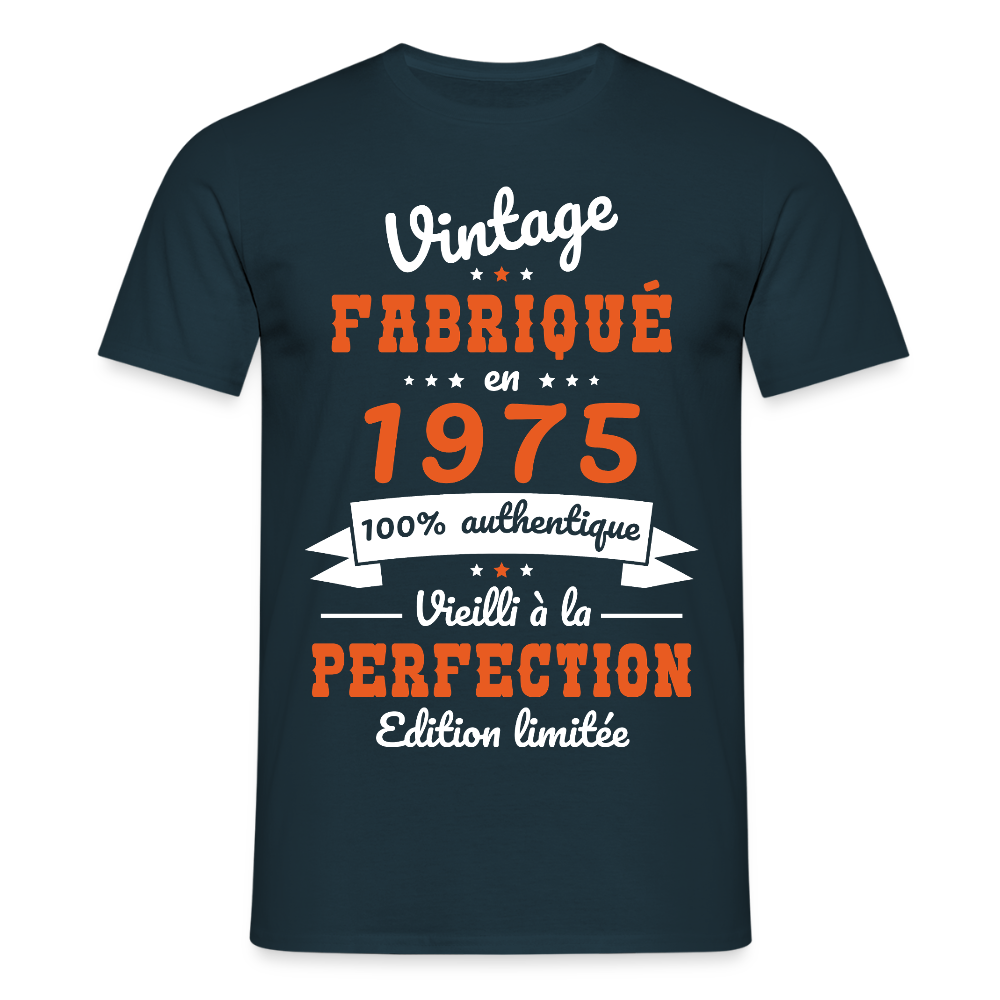 T-shirt Homme - Anniversaire 50 Ans - Vintage fabriqué en 1975 - marine