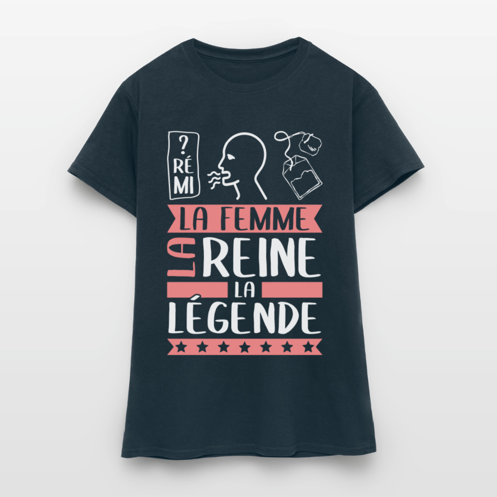 T-shirt femme Dorothée rébus – La femme, la reine, la légende - marine