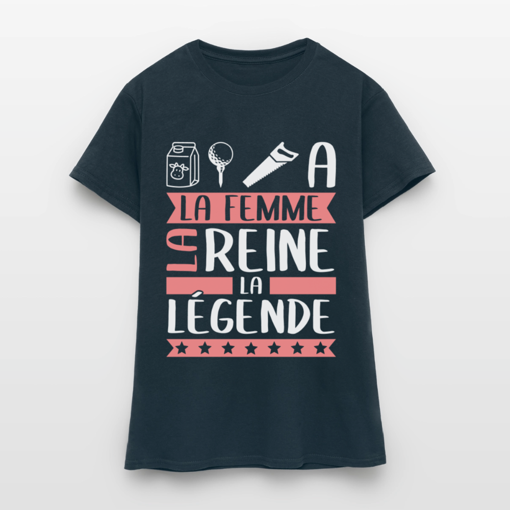 T-shirt femme Laëtitia rébus – La femme, la reine, la légende - marine