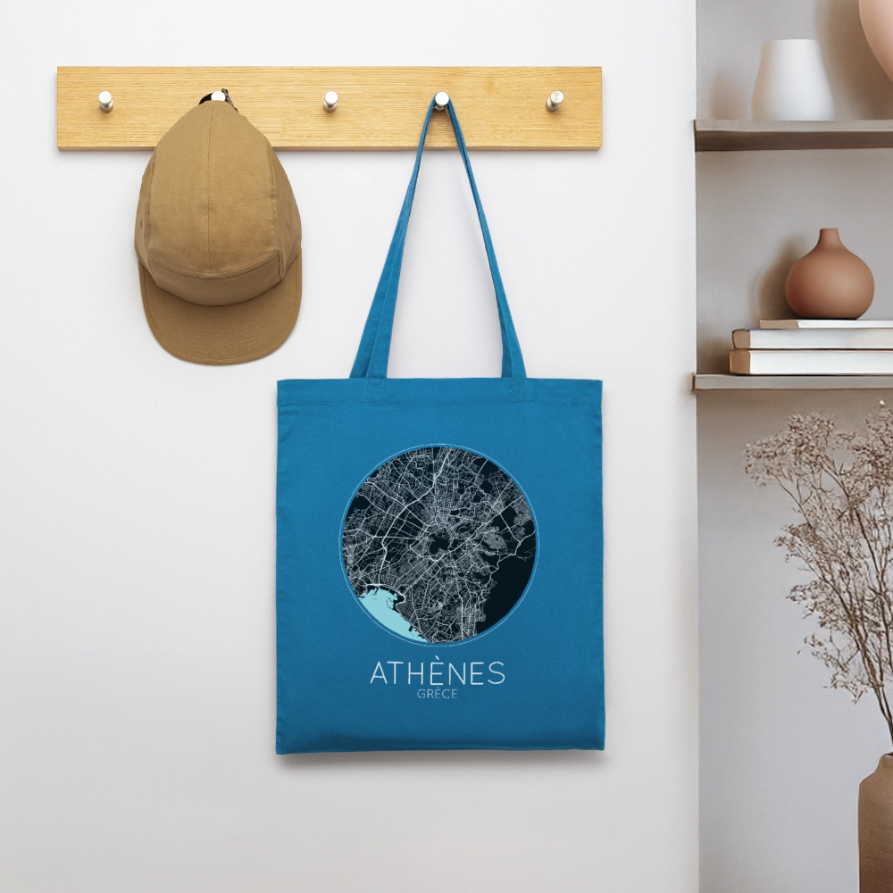 Tote Bag Athènes Bio – Plan d’Athènes - bleu royal