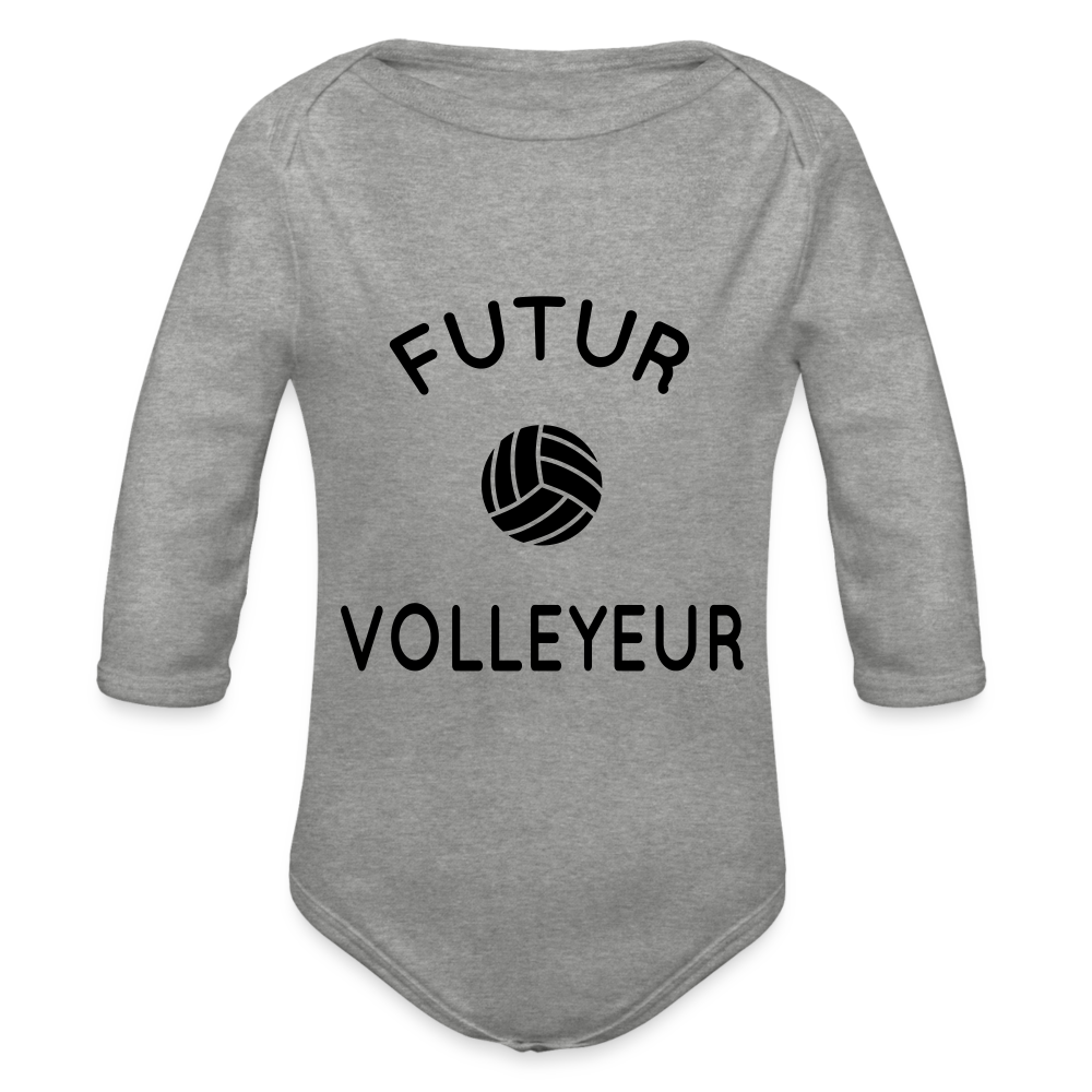 Body Bébé bio manches longues - Futur volleyeur - gris chiné
