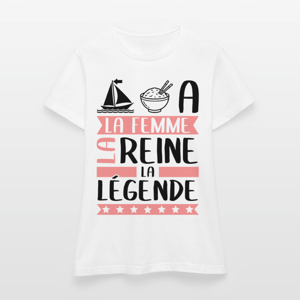 T-shirt femme coloris clair Maria rébus – La Femme, la reine, la légende - blanc