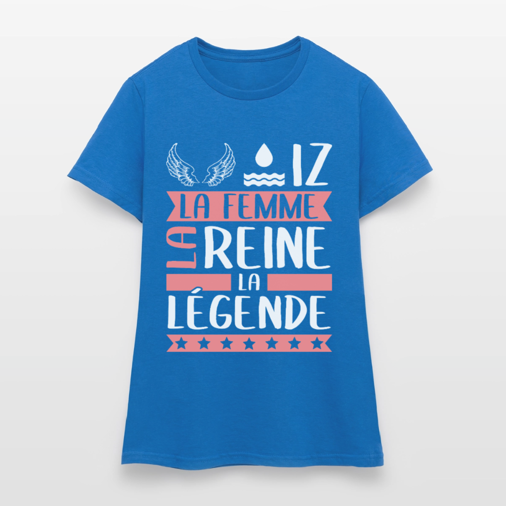 T-shirt femme Héloïse rébus – La femme, la reine, la légende - bleu royal