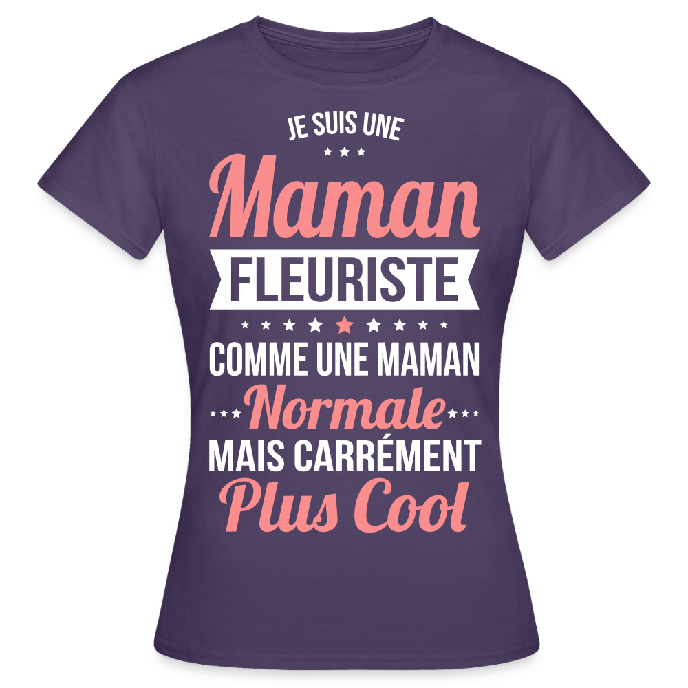 T-shirt Femme - Maman fleuriste plus cool - violet foncé