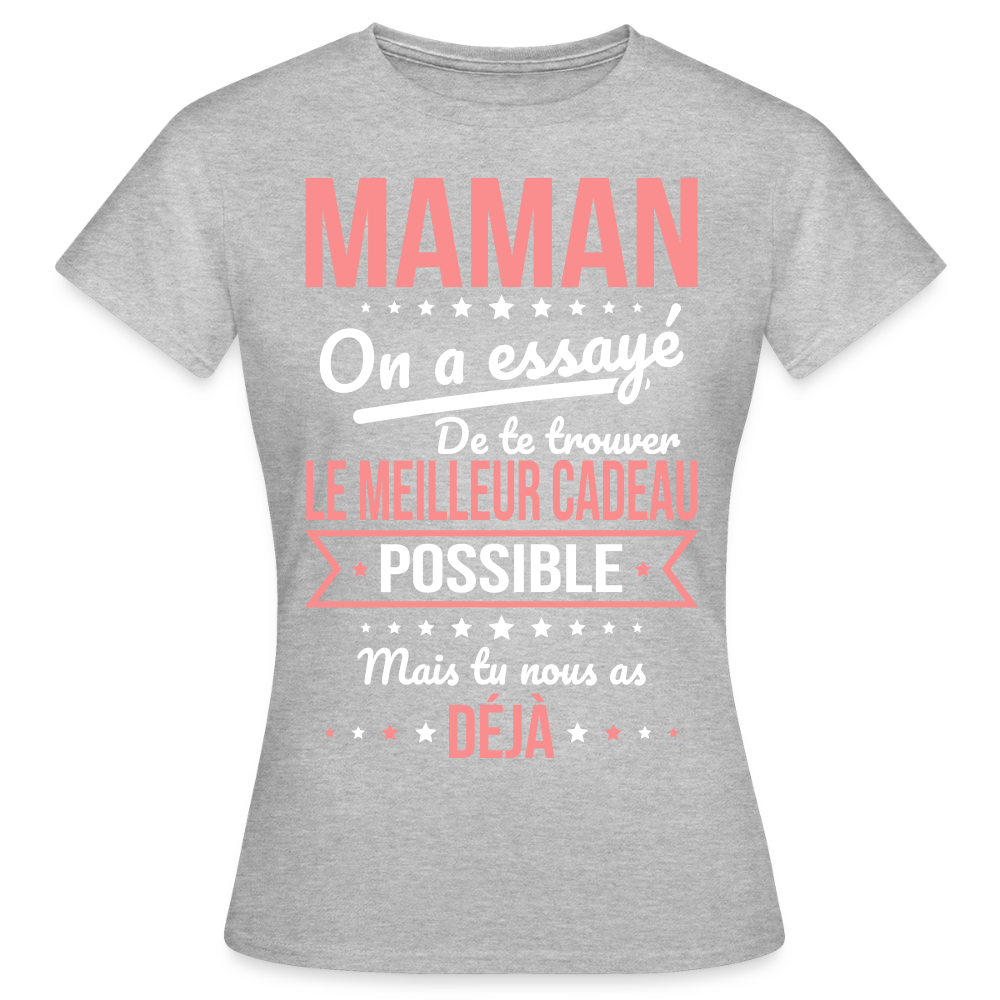 T-shirt femme maman humour - Cadeau fête des mères - gris chiné