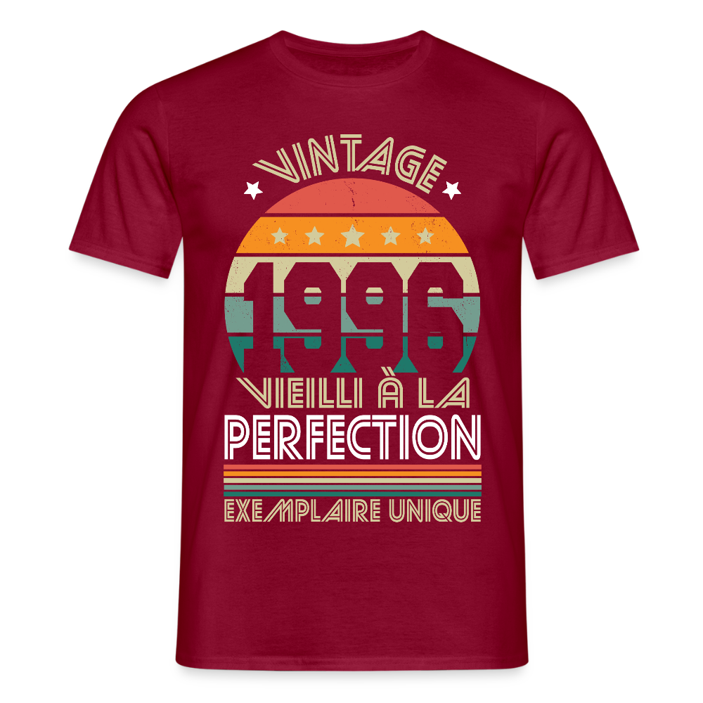 T-shirt anniversaire homme 30 ans – Vintage 1996 - Exemplaire unique - rouge brique
