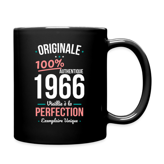 Mug uni anniversaire 60 ans Femme – Originale 1966 Authentique - noir