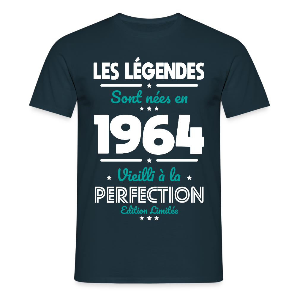 T-shirt Homme - Anniversaire 61 Ans - Les Légendes sont nées en 1964 - marine