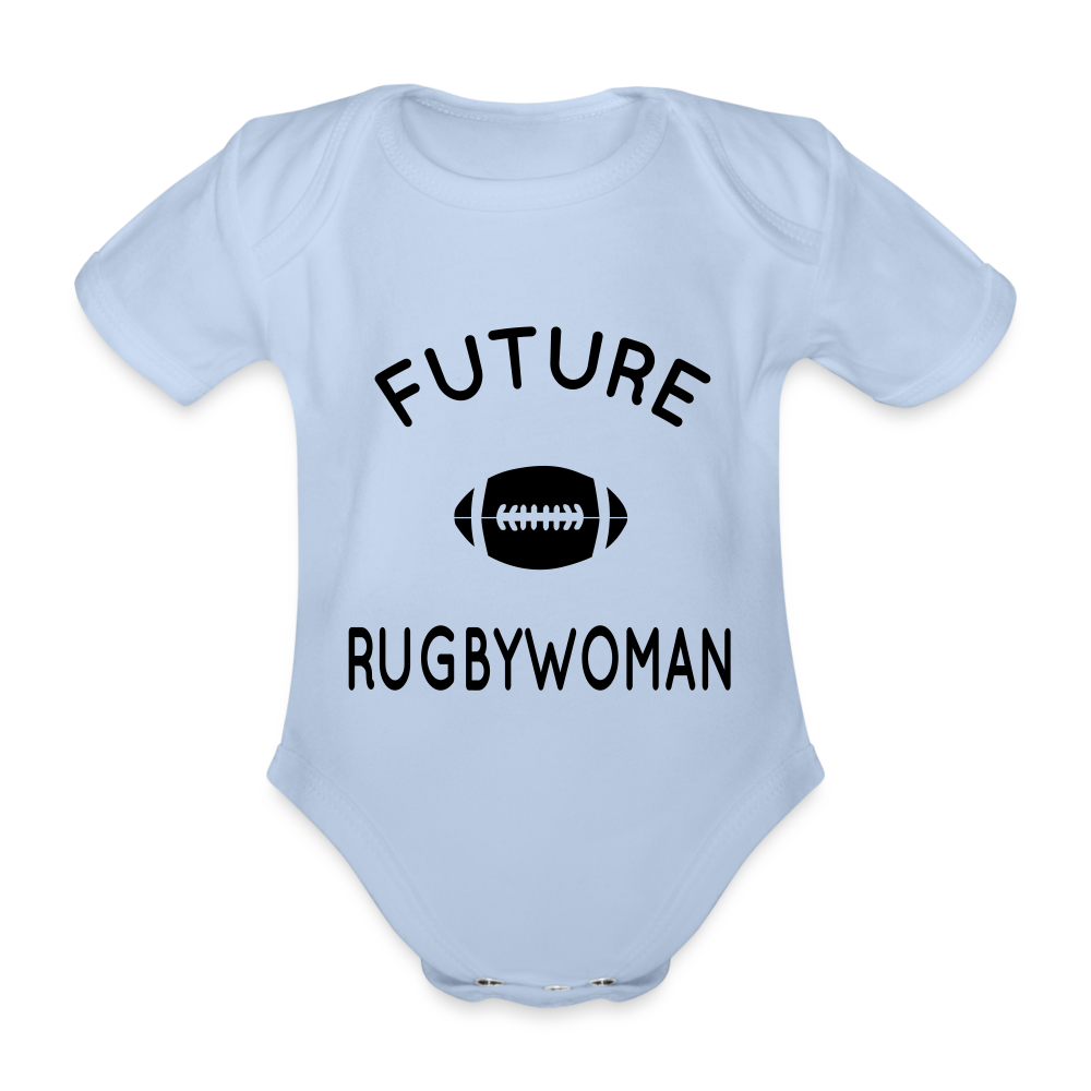 Body Bébé bio manches courtes - Future rugbywoman - ciel