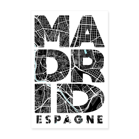 Poster Madrid - Plan Madrid - 20 x 30 cm - blanc
