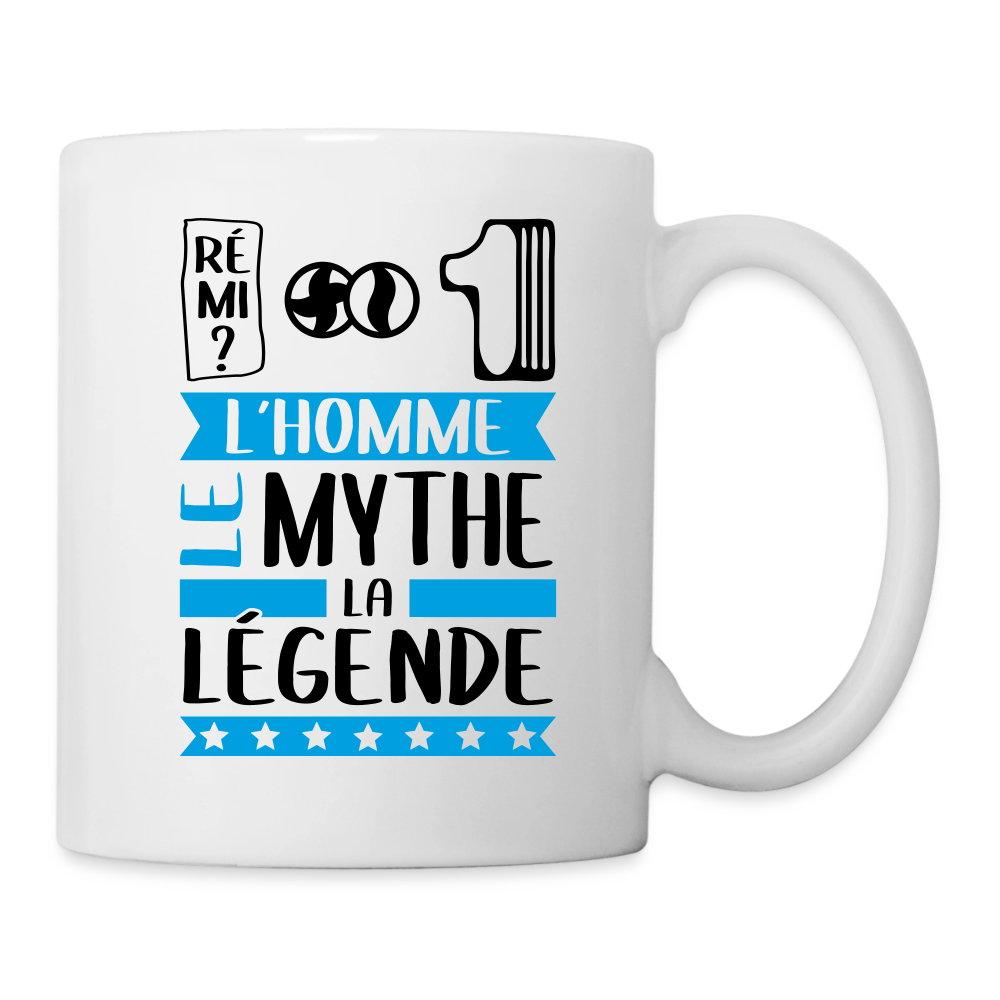 Mug blanc Fabien rébus – L’homme, le mythe, la légende - blanc