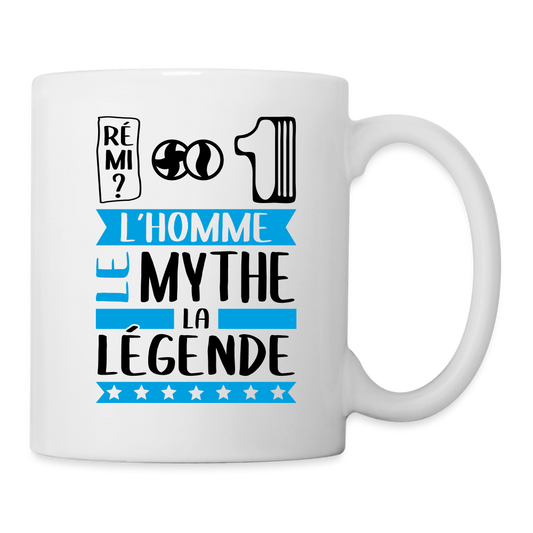 Mug blanc Fabien rébus – L’homme, le mythe, la légende - blanc