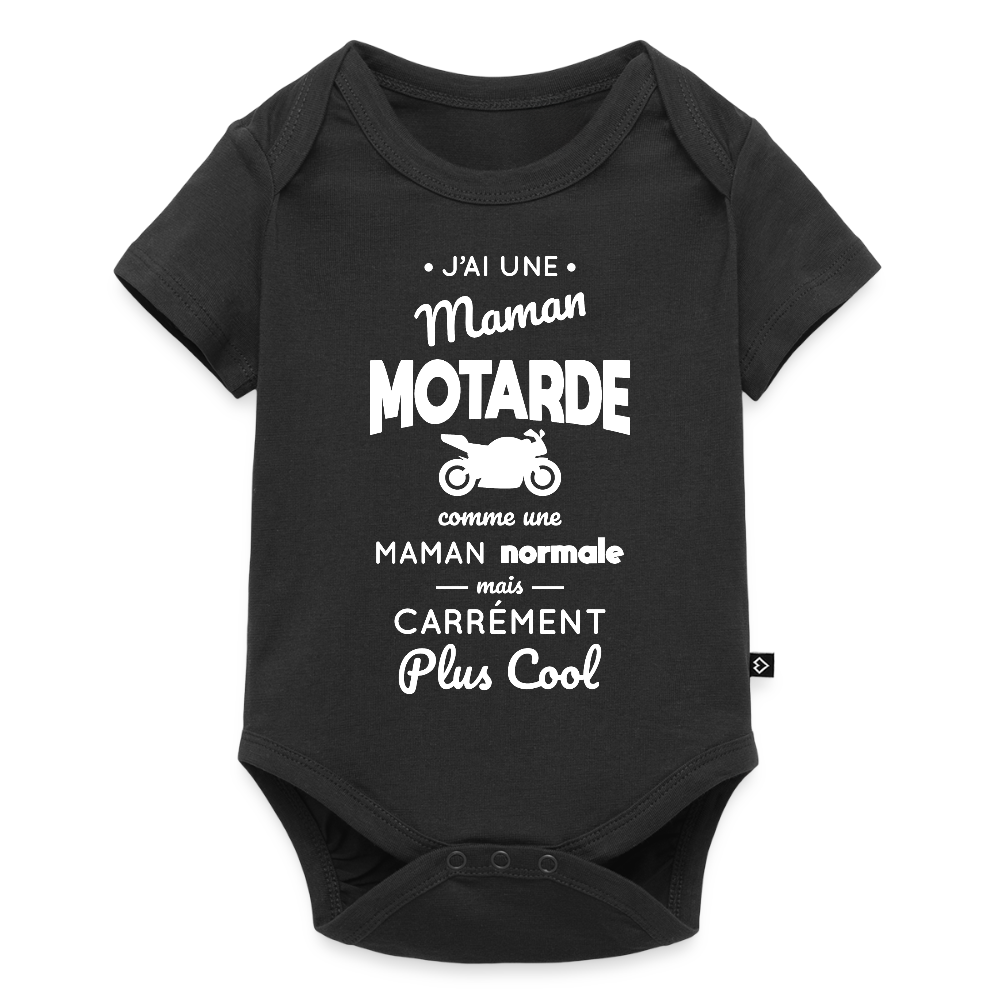Body Bébé bio manches courtes - J'ai une maman motarde - noir