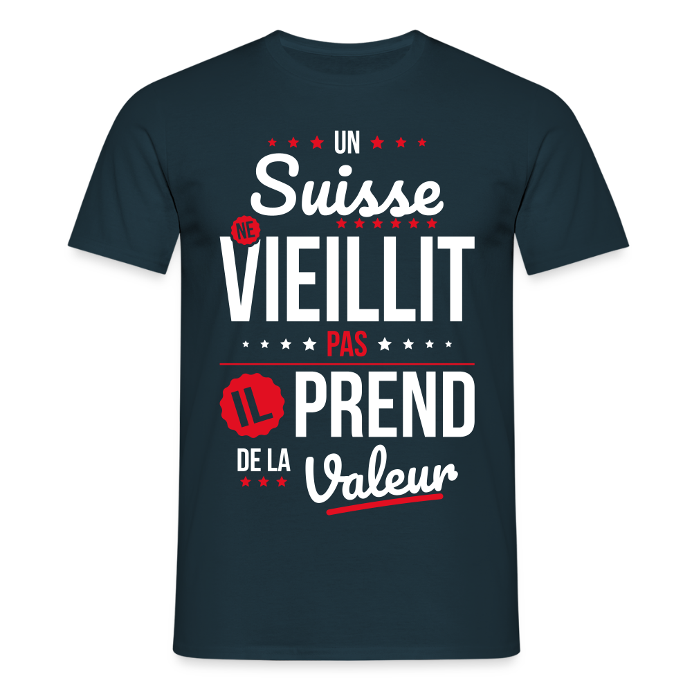 T-shirt Homme - Un Suisse ne vieillit pas - marine