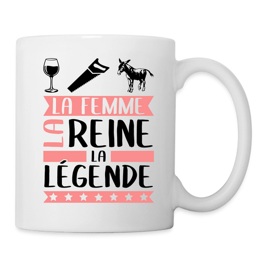 Mug blanc Vinciane rébus – La femme, la reine, la légende - blanc