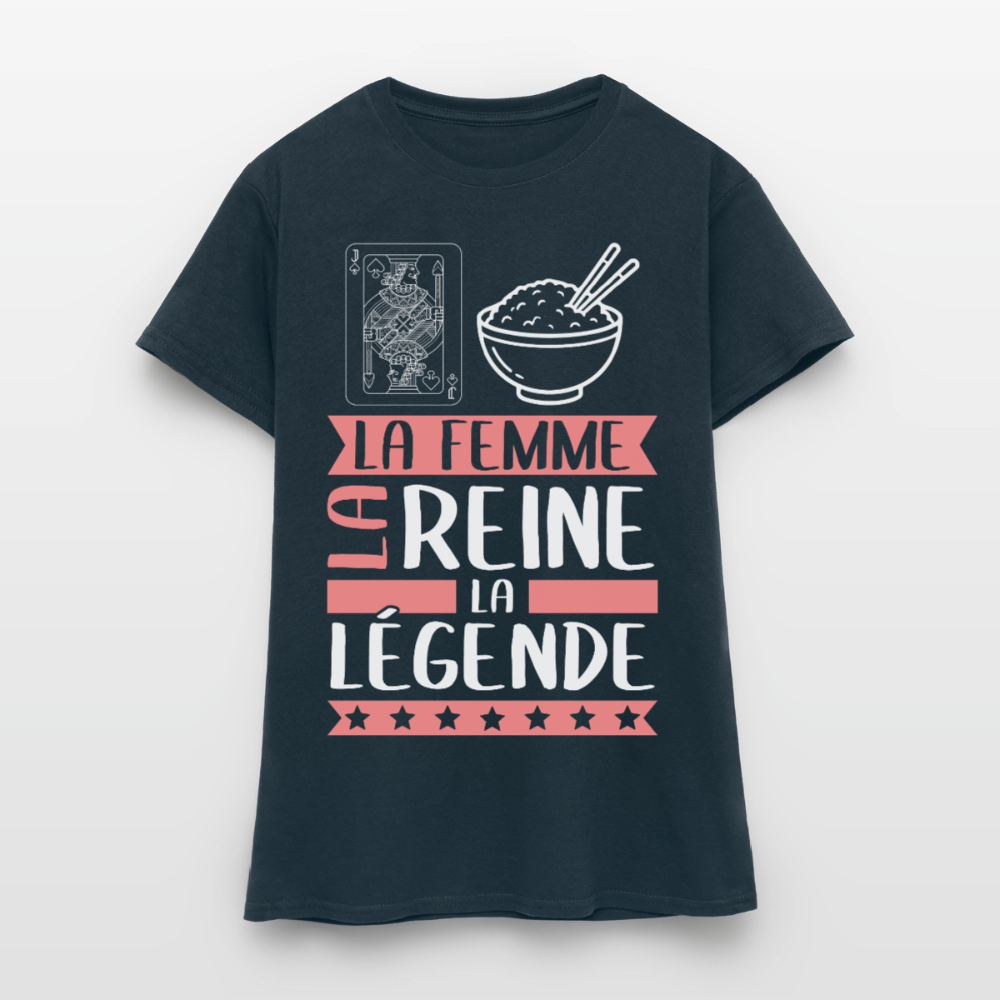 T-shirt femme Valérie rébus – La femme, la reine, la légende - marine