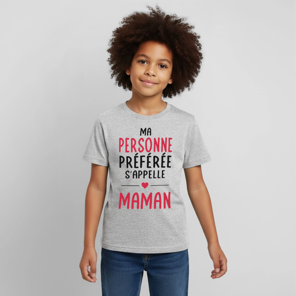 T-shirt enfant coloris clair - Ma personne préférée s'appelle Maman - gris chiné