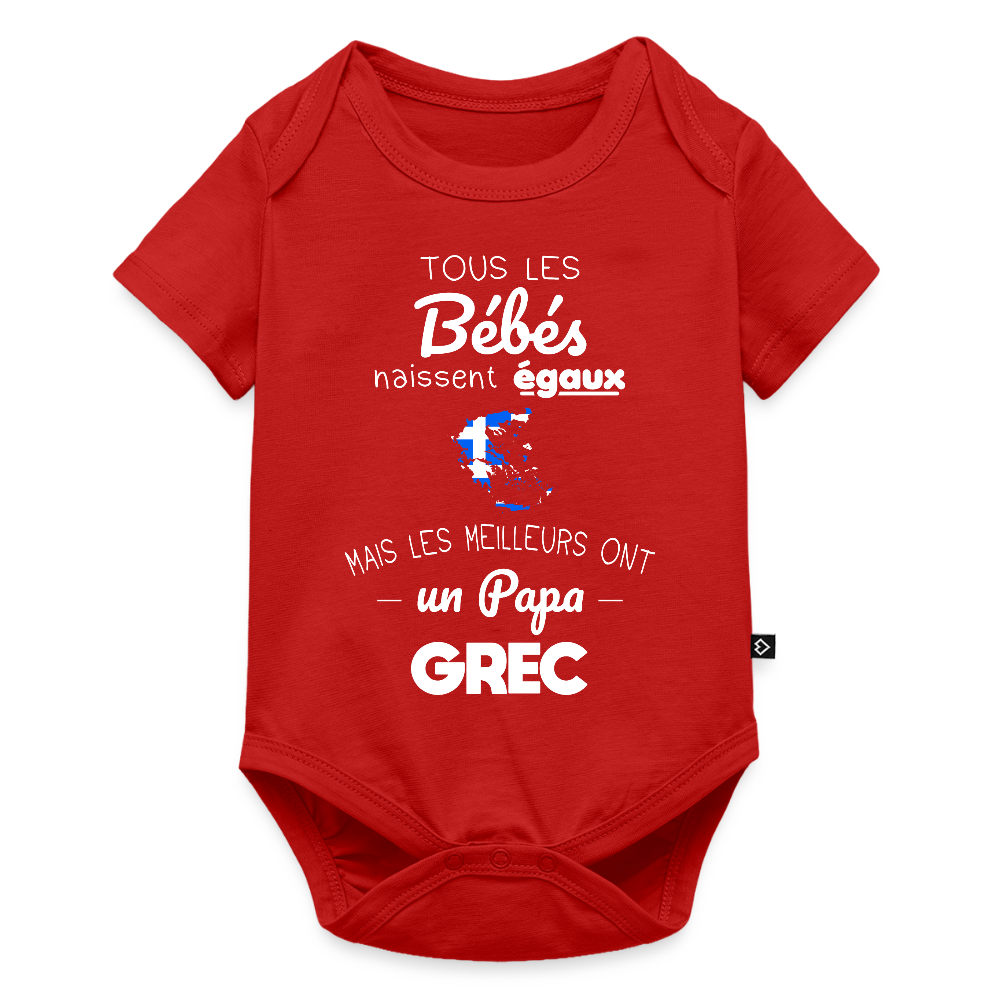 Body Bébé bio manches courtes - Les Meilleurs Ont Un Papa Grec - rouge