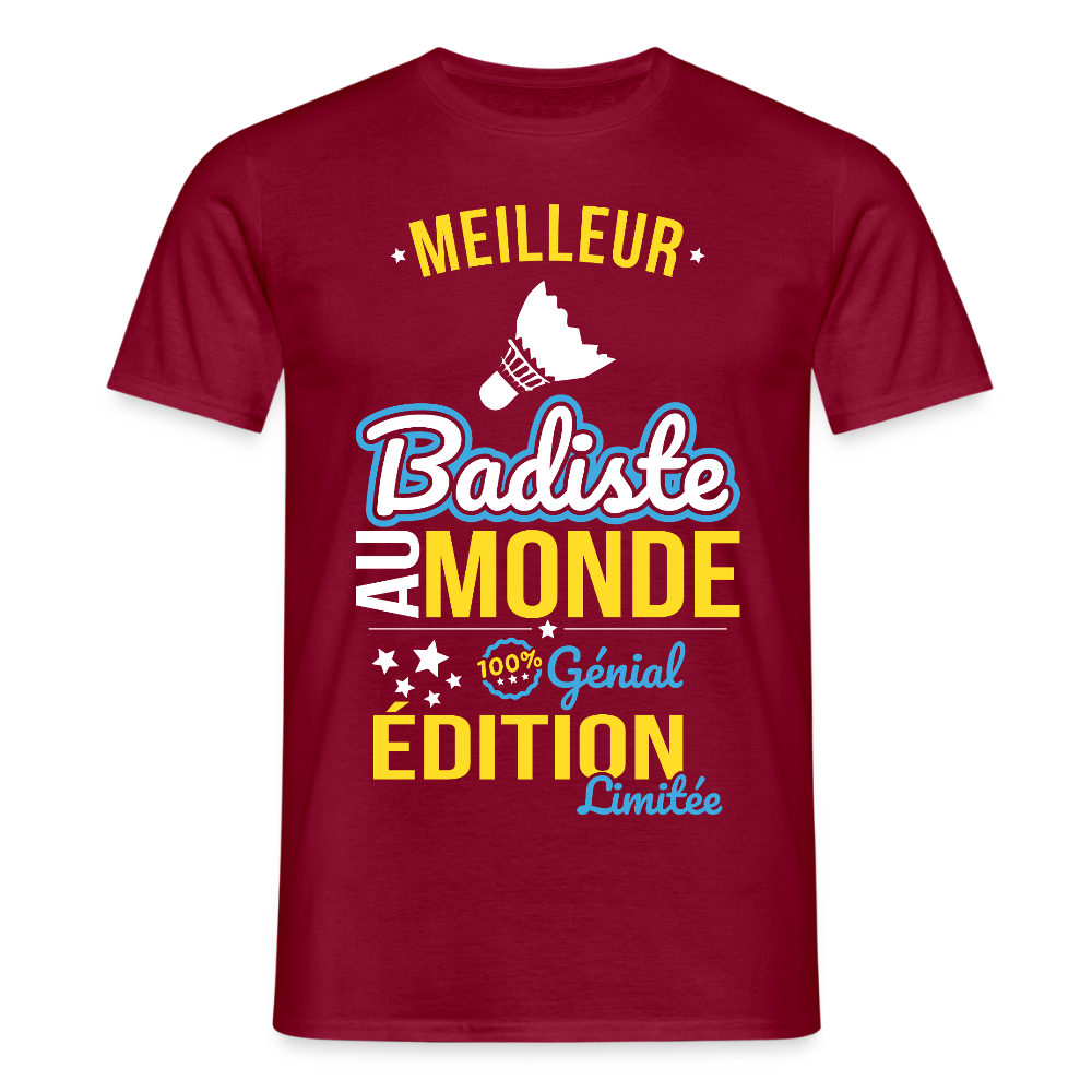 T-shirt Homme - Meilleur Badiste au monde - 100% génial - rouge brique
